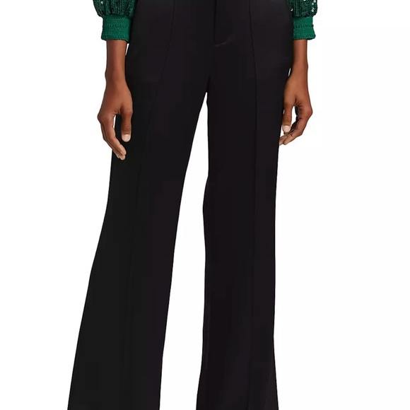 NWT Alice + Olivia Dylan satin black high rise pants size 2 - Picture 2 of 10